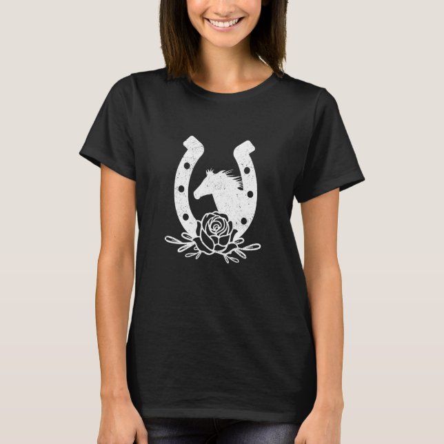 Retro Graphic Horse Lover Equestrian Rider Horses  T-Shirt (Front)