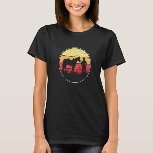 Retro Graphic Horse Lover Equestrian Rider Horses  T-Shirt (Front)