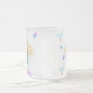 Retro Graphic Palms  Frosted Glass Coffee Mug