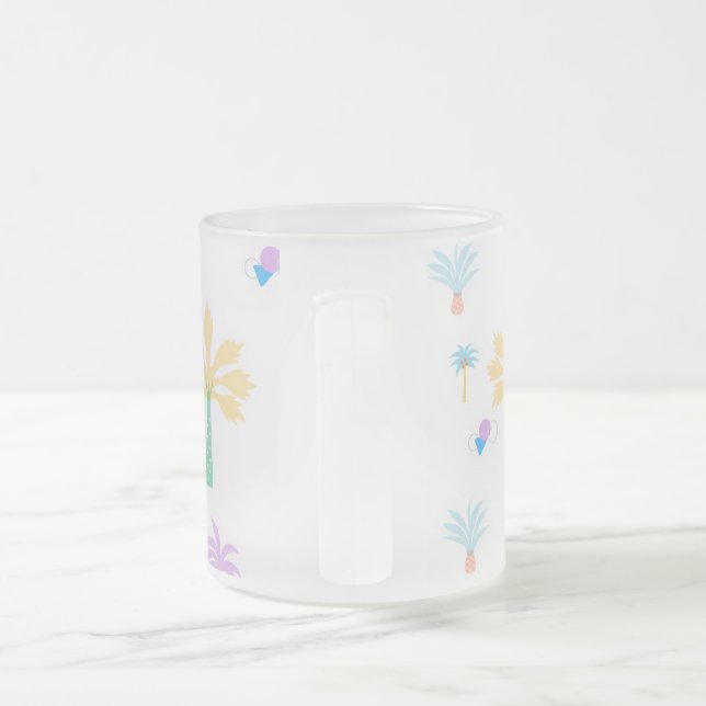 Retro Graphic Palms  Frosted Glass Coffee Mug (Handle)