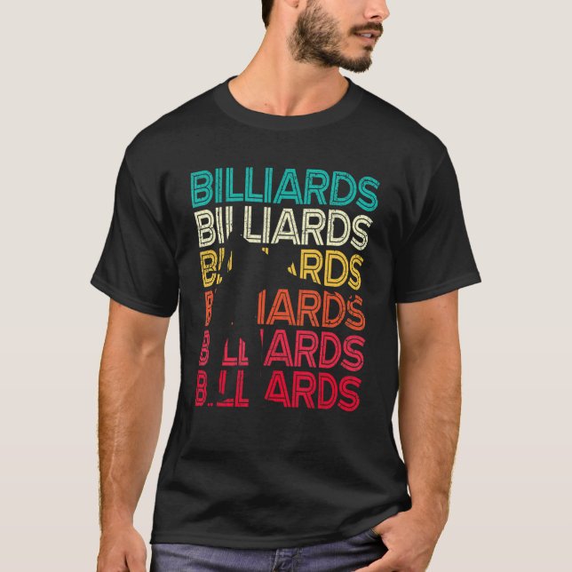 Retro Graphic Pool Billard Snooker Billard Cue 8 B T-Shirt (Front)