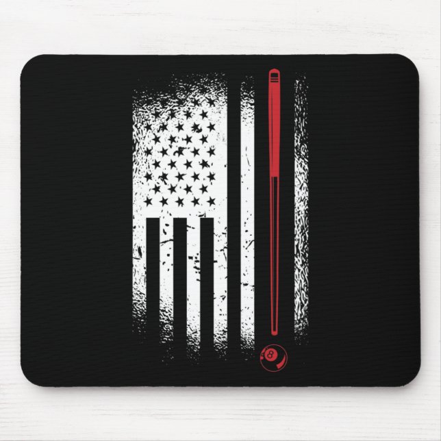 Retro Graphic Pool Billard Snooker Billard Cue 8-l Mouse Mat (Front)