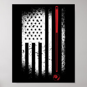 Retro Graphic Pool Billard Snooker Billard Cue 8-l Poster