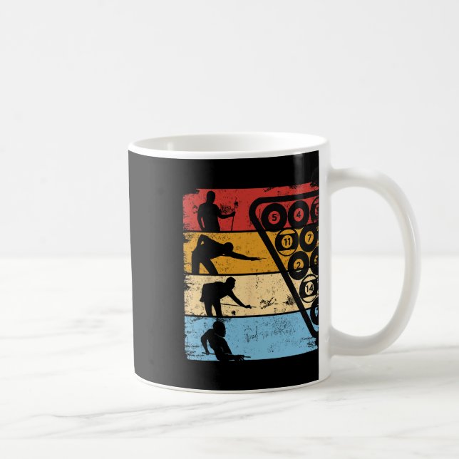 Retro Graphic Pool Billiard Snooker Billard Cue 8- Coffee Mug (Right)