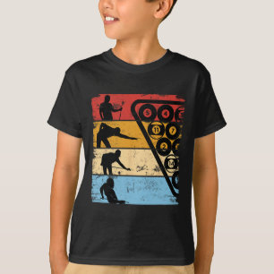 Retro Graphic Pool Billiard Snooker Billard Cue 8- T-Shirt