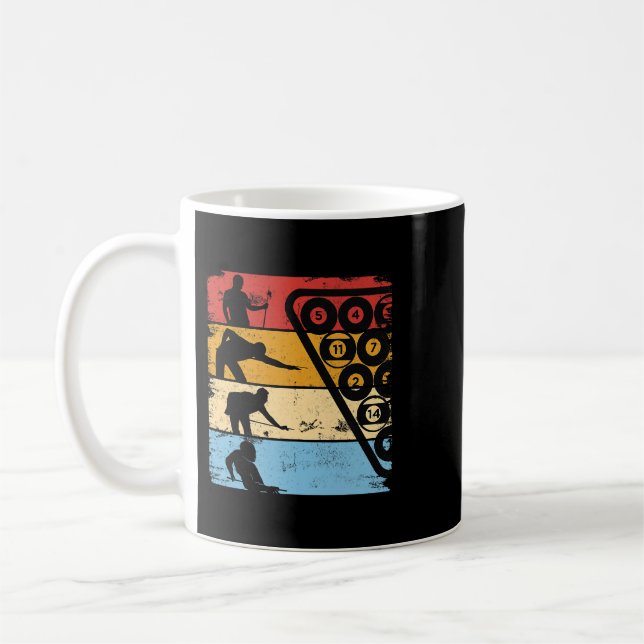 Retro Graphic Pool Billiard Snooker Billard Cue 8B Coffee Mug (Left)