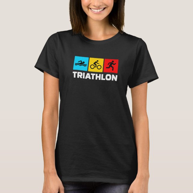 Retro Graphic Run Bike Swim Triathlon Triathlete S T-Shirt (Front)
