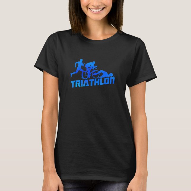 Retro Graphic Run Bike Swim Triathlon Triathlete S T-Shirt (Front)