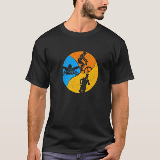 Retro Graphic Run Bike Swim Triathlon Triathlete S T-Shirt