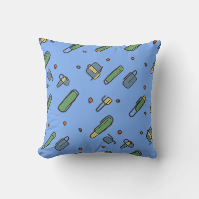 Retro Graphical Clips Pattern on any Colour Cushion (Front)