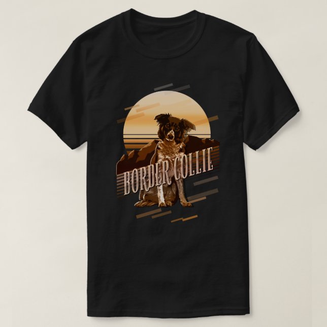 Retro Graphics Border Collie Gold ID754 T-Shirt (Design Front)