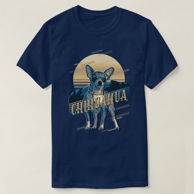 Retro Graphics Chihuahua Blue ID754 T-Shirt (Design Front)