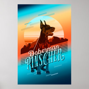 Retro Graphics Doberman Multi-Color ID754 Poster