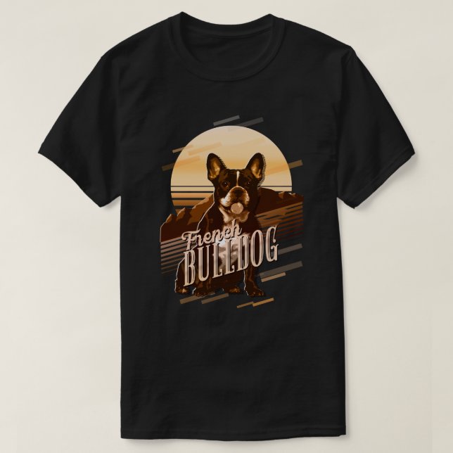 Retro Graphics French Bulldog Gold ID754 T-Shirt (Design Front)