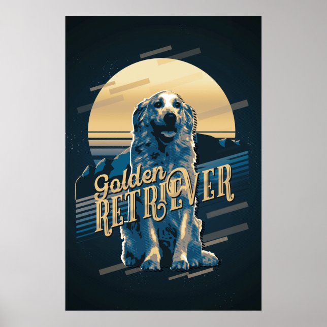 Retro Graphics Golden Retriever Blue ID754 Poster (Front)