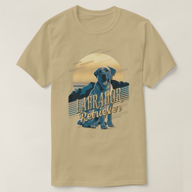 Retro Graphics Labrador Retriever Blue ID754 T-Shirt (Design Front)