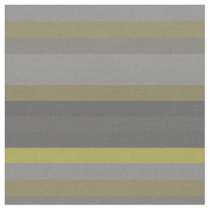 Retro Gray Mustard Horizontal Stripes Fabric