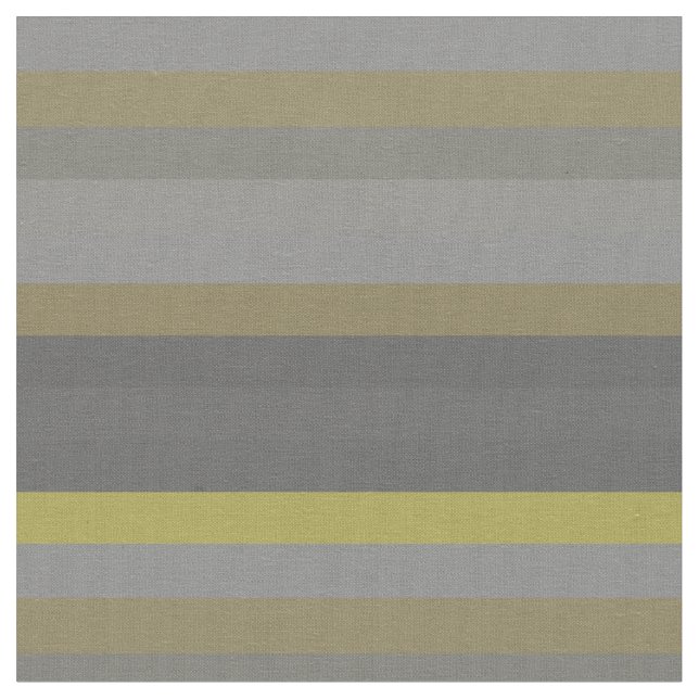 Retro Gray Mustard Horizontal Stripes Fabric (Close Up)