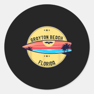 Retro Grayton Beach Florida Beach Surfing Classic Round Sticker