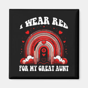Retro Great Aunt Heart Disease Awareness Rainbow B Magnet