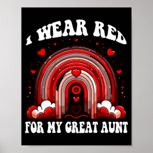 Retro Great Aunt Heart Disease Awareness Rainbow B Poster