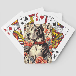 Retro Great Dane Illustration Playing Cards
