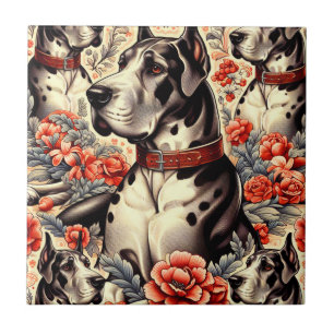 Retro Great Dane Illustration Tile
