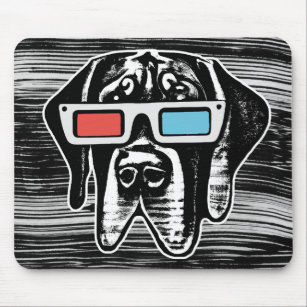 Retro Great Dane With 3D Glasses Mouse Pad