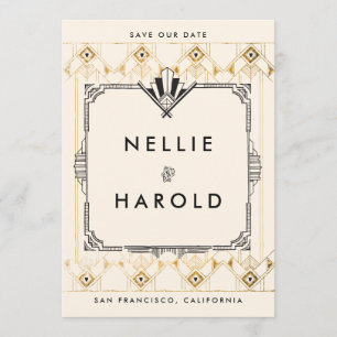 Retro Great Gatsby Art Deco Photo Save the Dates Save The Date