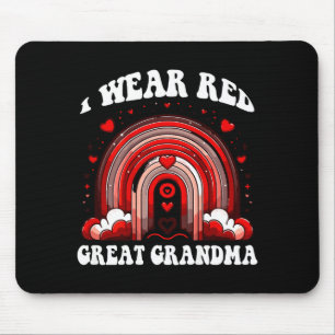 Retro Great Grandma Heart Disease Awareness Rainbo Mouse Mat