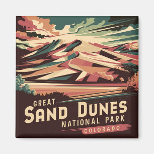 Retro Great Sand Dunes National Park Magnet