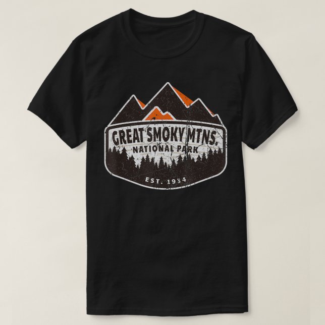 Retro Great Smoky Mountains National Park Est T-Shirt (Design Front)