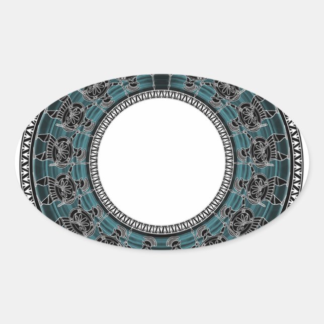 Retro Greek Disc Oval Sticker (Front)
