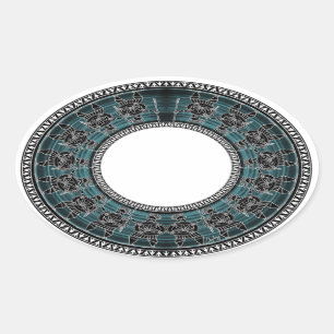Retro Greek Disc Oval Sticker