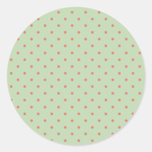 Retro Green and Melon Polka Dot Classic Round Sticker