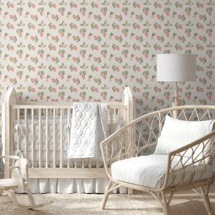 Retro Green and Pink Strawberry Pattern Wallpaper