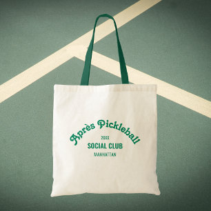Retro Green Après Pickle Ball Social Club Tote Bag