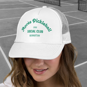 Retro Green Après Pickle Ball Social Club White Trucker Hat