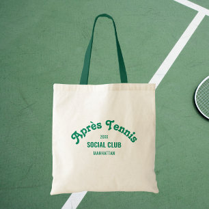 Retro Green Après Tennis Social Club Green Handle Tote Bag