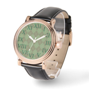 Retro Green Argyle Watch 