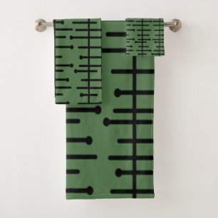 Retro Green Atomic Lines   Bath Towel Set