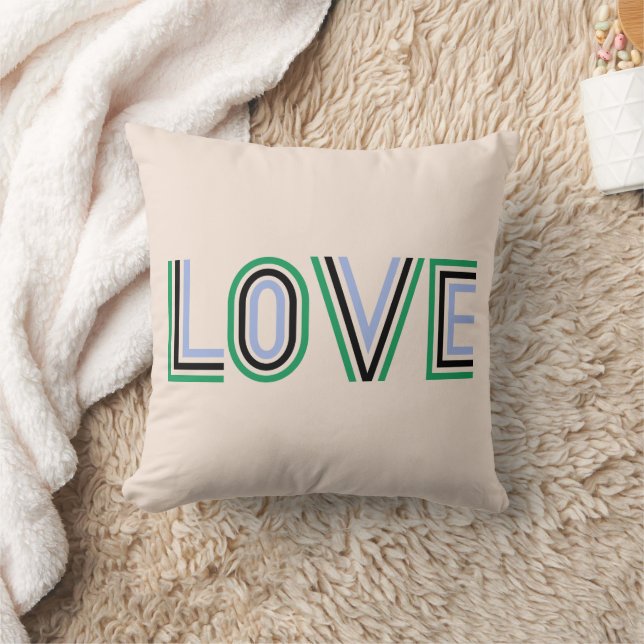 Retro Green Black Blue Tennis Score Love Cushion (Blanket)