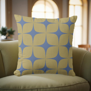 Retro Green & Blue Mid Century Modern Geometric Cushion