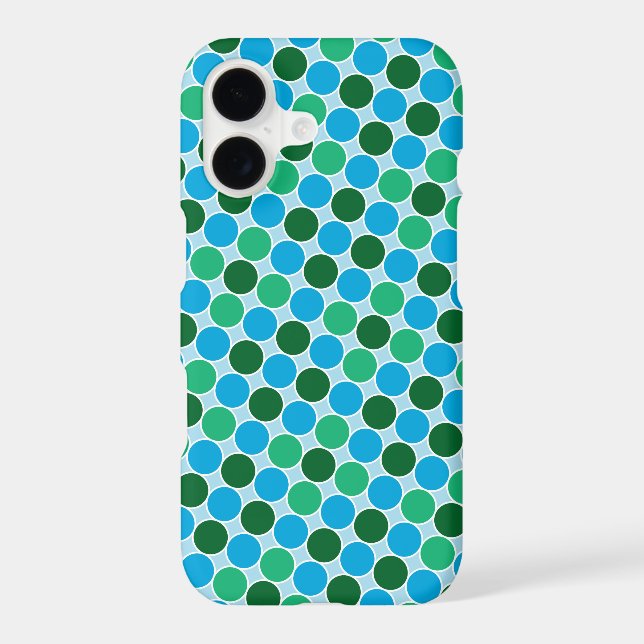 Retro Green Blue Turquoise Dots Geometric Pattern  (Back)