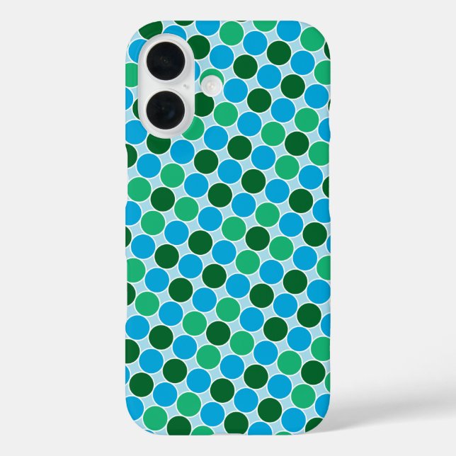 Retro Green Blue Turquoise Dots Geometric Pattern  Case-Mate iPhone Case (Back)
