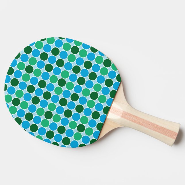 Retro Green Blue Turquoise Dots Geometric Pattern Ping Pong Paddle (Side)