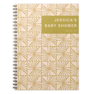 Retro Green Botanical Custom Baby Shower Gift List Notebook