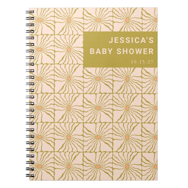 Retro Green Botanical Custom Baby Shower Gift List Notebook (Front)