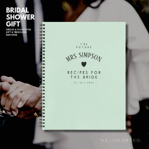 Retro Green Bridal Shower Gift Recipe Notebook