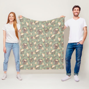 retro green brown orange beautiful butterfly fleece blanket